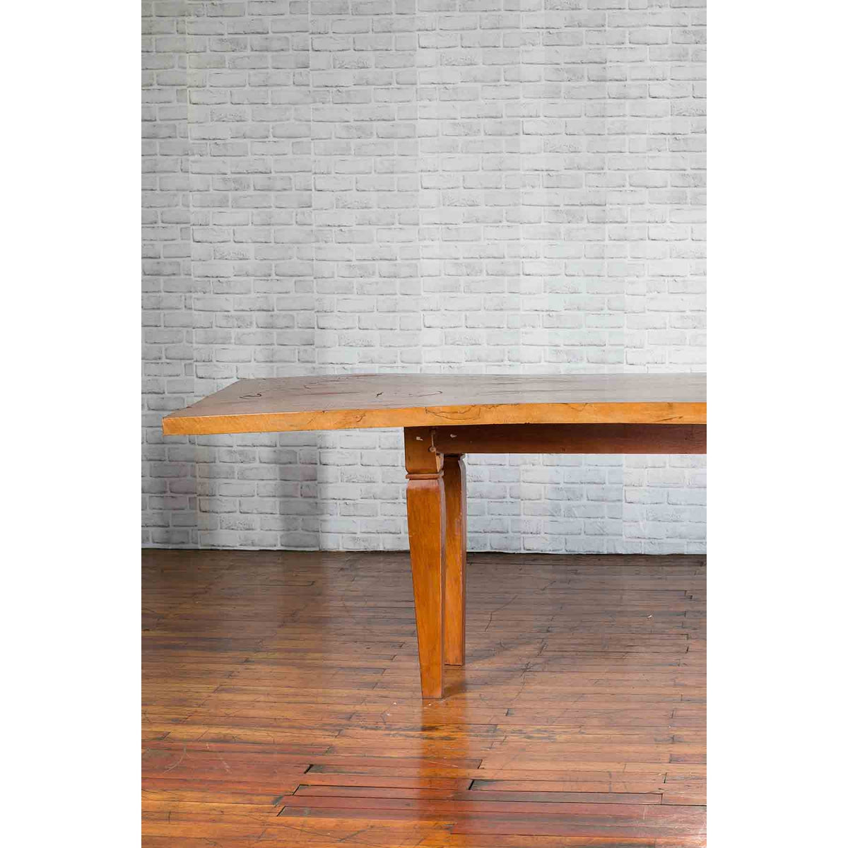 Large Vintage Indonesian Dining Table with Mango Wood Top and Tapered Legs-5. Asian &amp; Chinese Furniture, Art, Antiques, Vintage Home Décor for sale at FEA Home