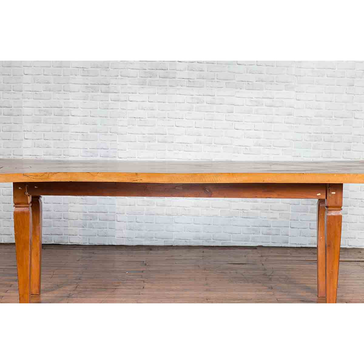 Large Vintage Indonesian Dining Table with Mango Wood Top and Tapered Legs-7. Asian &amp; Chinese Furniture, Art, Antiques, Vintage Home Décor for sale at FEA Home