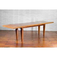 Large Vintage Indonesian Dining Table with Mango Wood Top and Tapered Legs