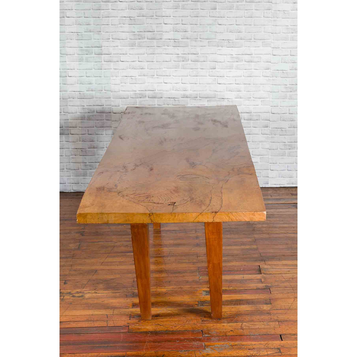 Large Vintage Indonesian Dining Table with Mango Wood Top and Tapered Legs-9. Asian &amp; Chinese Furniture, Art, Antiques, Vintage Home Décor for sale at FEA Home
