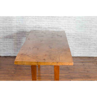 Large Vintage Indonesian Dining Table with Mango Wood Top and Tapered Legs