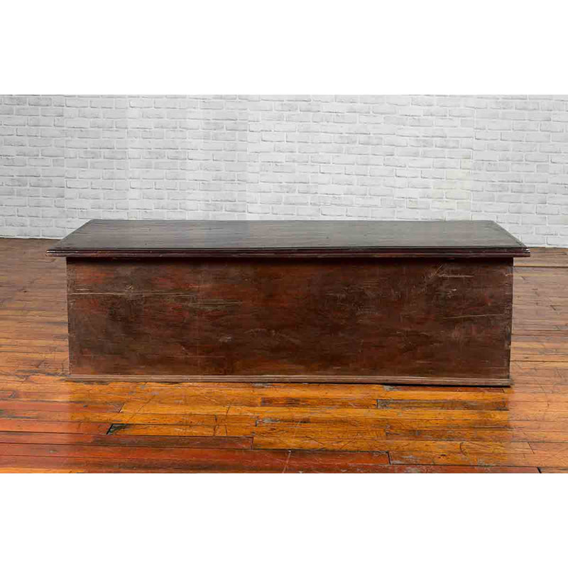 Late 19th Century Coffer from Sumatra with Carved Motifs and Iron Hardware