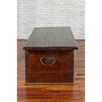 Late 19th Century Coffer from Sumatra with Carved Motifs and Iron Hardware