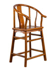 Small Vintage Chinese Horseshoe Back Chair with Wooden Seat and Side Stretchers-1. Asian & Chinese Furniture, Art, Antiques, Vintage Home Décor for sale at FEA Home