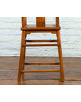 Small Vintage Chinese Horseshoe Back Chair with Wooden Seat and Side Stretchers-7. Asian & Chinese Furniture, Art, Antiques, Vintage Home Décor for sale at FEA Home