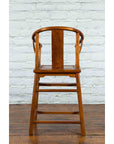 Small Vintage Chinese Horseshoe Back Chair with Wooden Seat and Side Stretchers-9. Asian & Chinese Furniture, Art, Antiques, Vintage Home Décor for sale at FEA Home