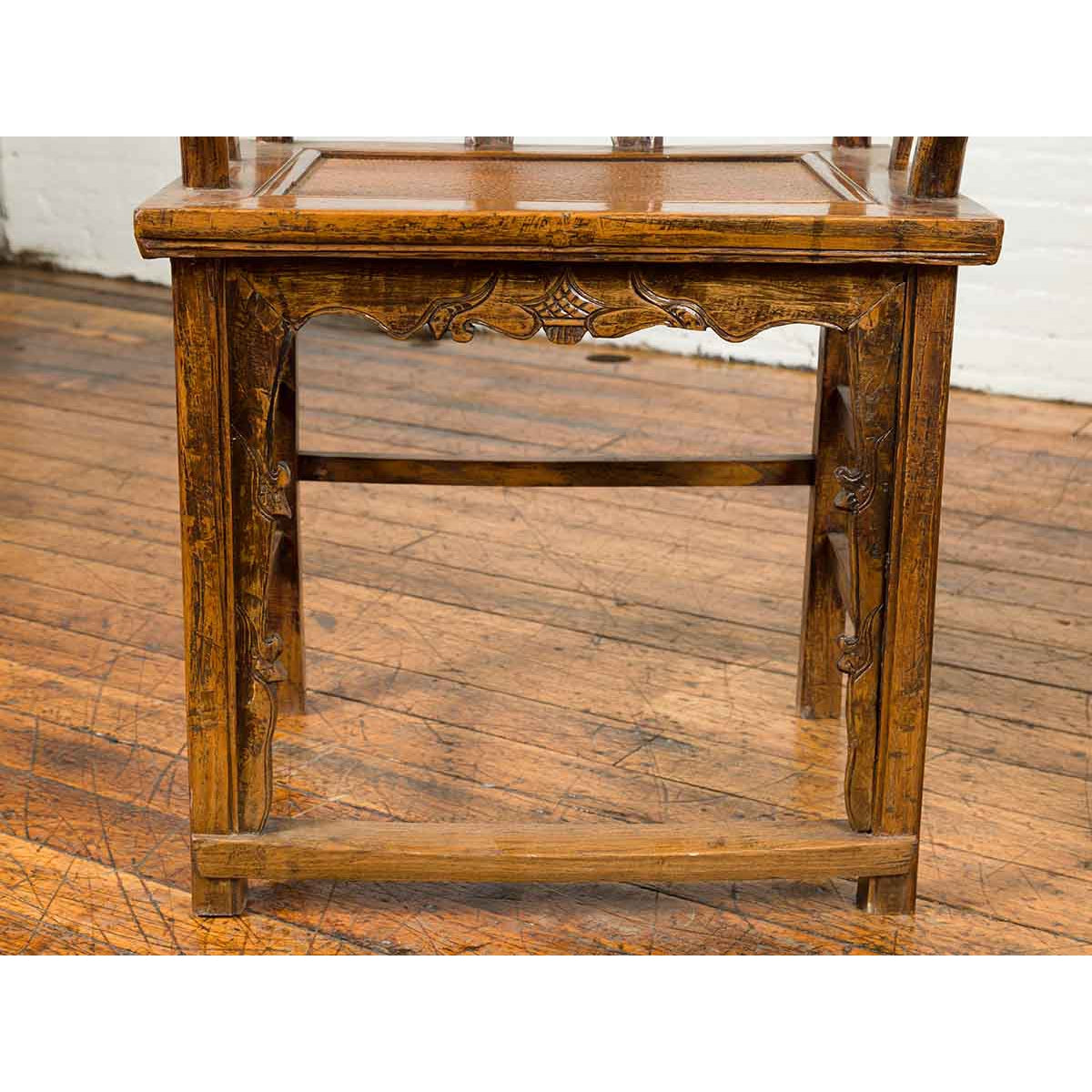 Pair of Chinese Qing Dynasty 19th Century Yoke Back Armchairs with Rattan Seats-9. Asian &amp; Chinese Furniture, Art, Antiques, Vintage Home Décor for sale at FEA Home