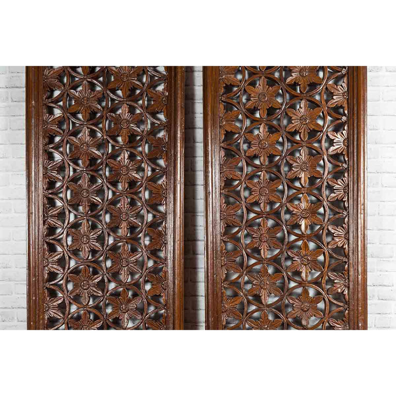 Pair of 19th Century Chinese Wooden Panels with Floral Motifs and Carved Objects-YN1817-5. Asian & Chinese Furniture, Art, Antiques, Vintage Home Décor for sale at FEA Home