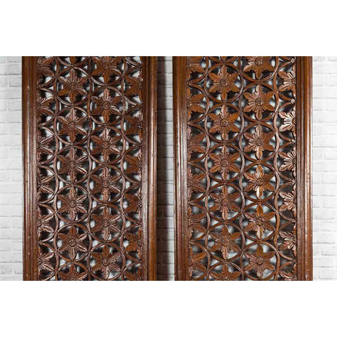 Pair of 19th Century Chinese Wooden Panels with Floral Motifs and Carved Objects-YN1817-5. Asian & Chinese Furniture, Art, Antiques, Vintage Home Décor for sale at FEA Home