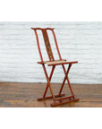 Chinese Early 20th Century Red Lacquer Traveller's Folding Chair with Woven Seat-10. Asian & Chinese Furniture, Art, Antiques, Vintage Home Décor for sale at FEA Home