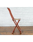 Chinese Early 20th Century Red Lacquer Traveller's Folding Chair with Woven Seat-11. Asian & Chinese Furniture, Art, Antiques, Vintage Home Décor for sale at FEA Home