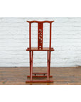 Chinese Early 20th Century Red Lacquer Traveller's Folding Chair with Woven Seat-12. Asian & Chinese Furniture, Art, Antiques, Vintage Home Décor for sale at FEA Home