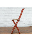 Chinese Early 20th Century Red Lacquer Traveller's Folding Chair with Woven Seat-13. Asian & Chinese Furniture, Art, Antiques, Vintage Home Décor for sale at FEA Home