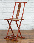 Chinese Early 20th Century Red Lacquer Traveller's Folding Chair with Woven Seat-14. Asian & Chinese Furniture, Art, Antiques, Vintage Home Décor for sale at FEA Home