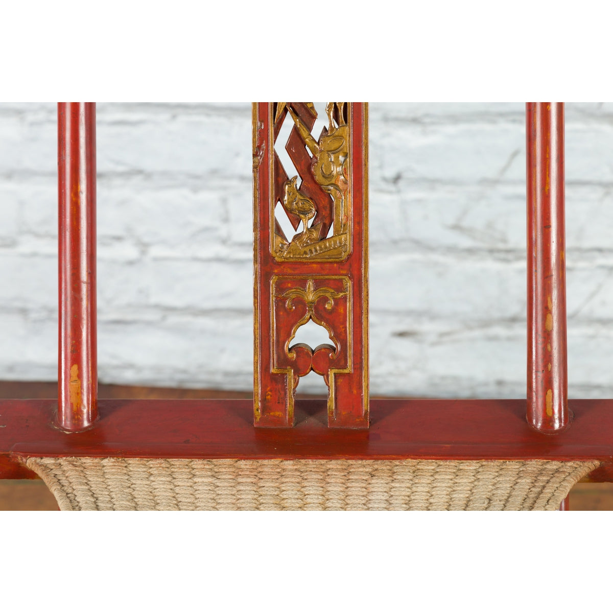Chinese Early 20th Century Red Lacquer Traveller&#39;s Folding Chair with Woven Seat-7. Asian &amp; Chinese Furniture, Art, Antiques, Vintage Home Décor for sale at FEA Home