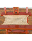 Chinese Early 20th Century Red Lacquer Traveller's Folding Chair with Woven Seat-8. Asian & Chinese Furniture, Art, Antiques, Vintage Home Décor for sale at FEA Home