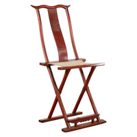 Chinese Early 20th Century Red Lacquer Traveller's Folding Chair with Woven Seat