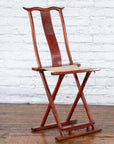 Chinese Early 20th Century Red Lacquer Traveller's Folding Chair with Woven Seat-10. Asian & Chinese Furniture, Art, Antiques, Vintage Home Décor for sale at FEA Home