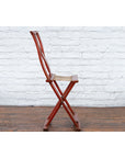 Chinese Early 20th Century Red Lacquer Traveller's Folding Chair with Woven Seat-11. Asian & Chinese Furniture, Art, Antiques, Vintage Home Décor for sale at FEA Home