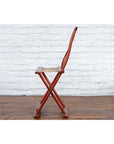 Chinese Early 20th Century Red Lacquer Traveller's Folding Chair with Woven Seat-13. Asian & Chinese Furniture, Art, Antiques, Vintage Home Décor for sale at FEA Home