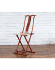 Chinese Early 20th Century Red Lacquer Traveller's Folding Chair with Woven Seat-14. Asian & Chinese Furniture, Art, Antiques, Vintage Home Décor for sale at FEA Home