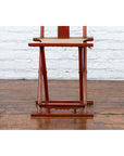 Chinese Early 20th Century Red Lacquer Traveller's Folding Chair with Woven Seat-4. Asian & Chinese Furniture, Art, Antiques, Vintage Home Décor for sale at FEA Home