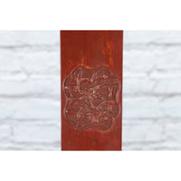 Chinese Early 20th Century Red Lacquer Traveller's Folding Chair with Woven Seat