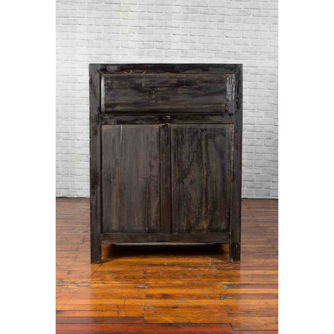 Chinese Qing Dynasty Period 19th Century Cabinet with Original Brown Lacquer