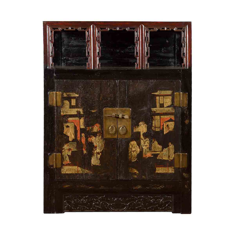 Chinese Qing Dynasty Period 19th Century Cabinet with Original Brown Lacquer- Asian Antiques, Vintage Home Decor & Chinese Furniture - FEA Home