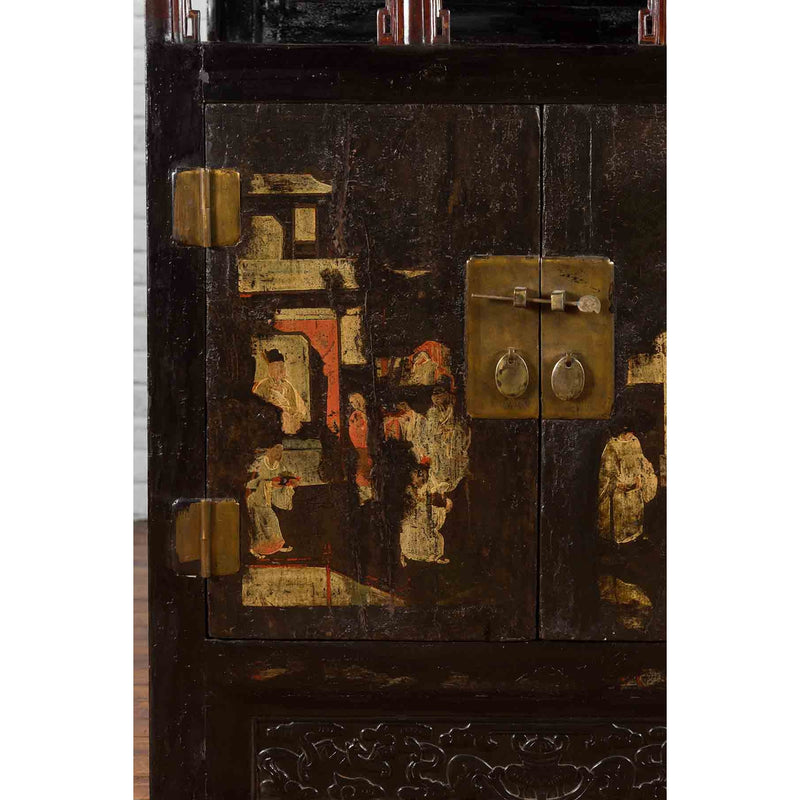 Chinese Qing Dynasty Period 19th Century Cabinet with Original Brown Lacquer-7. Asian & Chinese Furniture, Art, Antiques, Vintage Home Décor for sale at FEA Home