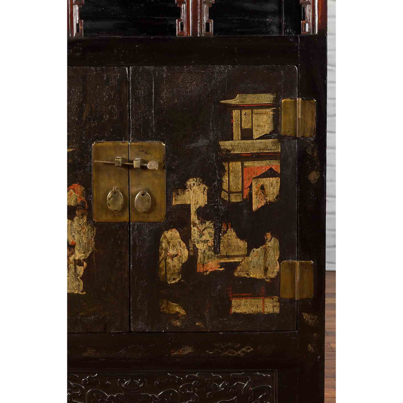 Chinese Qing Dynasty Period 19th Century Cabinet with Original Brown Lacquer-8. Asian & Chinese Furniture, Art, Antiques, Vintage Home Décor for sale at FEA Home