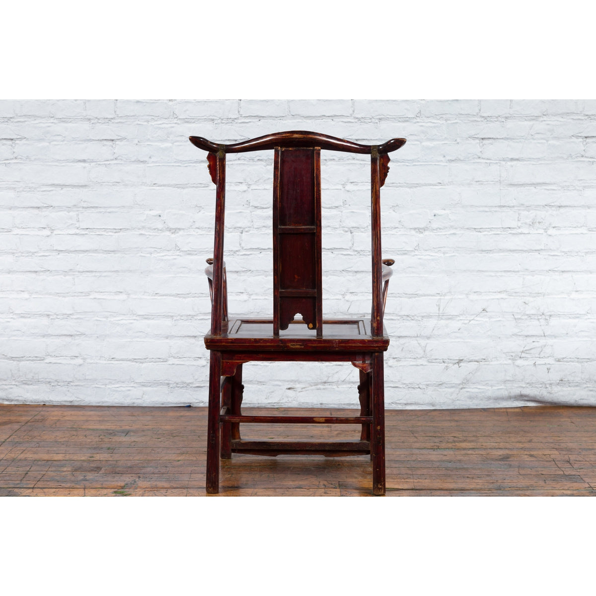 Chinese 19th Century Qing Dynasty Yoke Back Armchair with Carved Medallions-15. Asian &amp; Chinese Furniture, Art, Antiques, Vintage Home Décor for sale at FEA Home