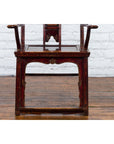 Chinese 19th Century Qing Dynasty Yoke Back Armchair with Carved Medallions-4. Asian & Chinese Furniture, Art, Antiques, Vintage Home Décor for sale at FEA Home