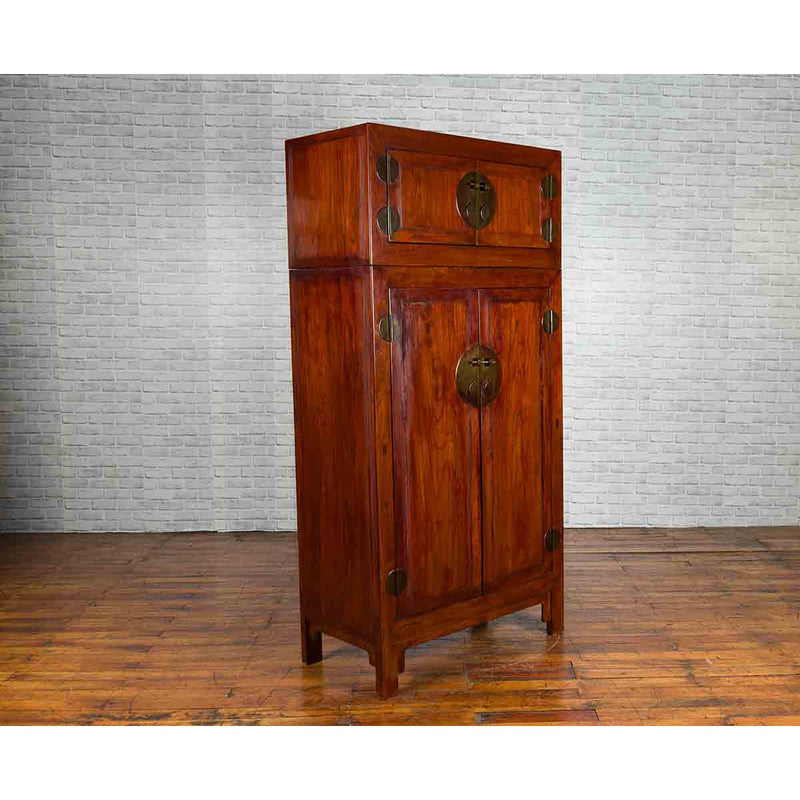 19th Century Brown Cabinet with Unexpected Internal Drawers and Shelving