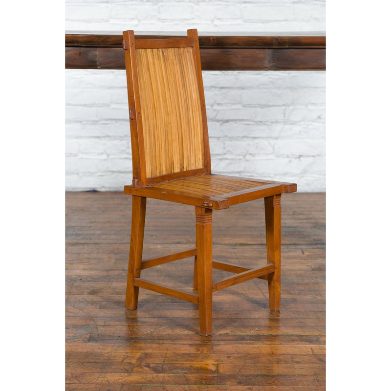 Rustic Javanese Vintage Wooden Chair with Slatted Bamboo | FEA Home