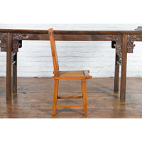 Rustic Javanese Vintage Wooden Side Chair with Slatted Bamboo Back and Seat