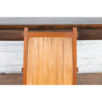 Rustic Javanese Vintage Wooden Side Chair with Slatted Bamboo Back and Seat