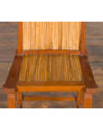 Rustic Javanese Vintage Wooden Side Chair with Slatted Bamboo Back and Seat-5. Asian & Chinese Furniture, Art, Antiques, Vintage Home Décor for sale at FEA Home