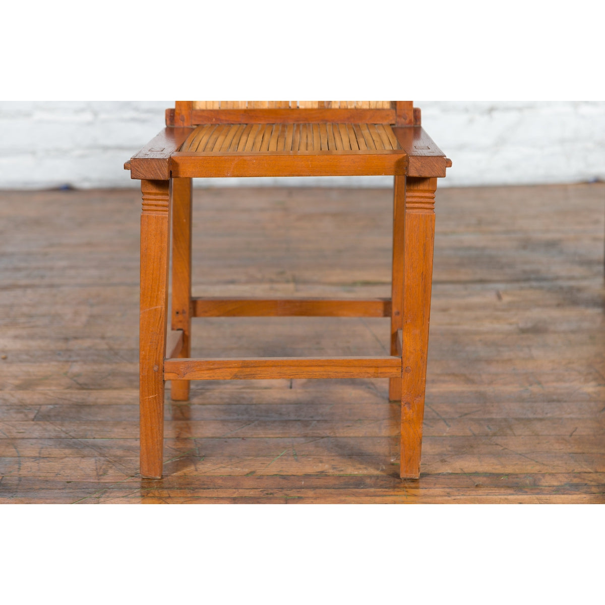 Rustic Javanese Vintage Wooden Side Chair with Slatted Bamboo Back and Seat-6. Asian &amp; Chinese Furniture, Art, Antiques, Vintage Home Décor for sale at FEA Home