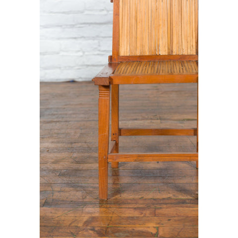 Rustic Javanese Vintage Wooden Side Chair with Slatted Bamboo Back and Seat-YN1887-7. Asian & Chinese Furniture, Art, Antiques, Vintage Home Décor for sale at FEA Home