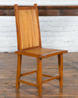 Rustic Javanese Vintage Wooden Side Chair with Slatted Bamboo Back and Seat-9. Asian & Chinese Furniture, Art, Antiques, Vintage Home Décor for sale at FEA Home