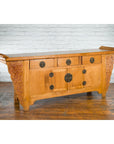 Qing Dynasty 19th Century Natural Wood Sideboard with Large Carved Spandrels-5. Asian & Chinese Furniture, Art, Antiques, Vintage Home Décor for sale at FEA Home