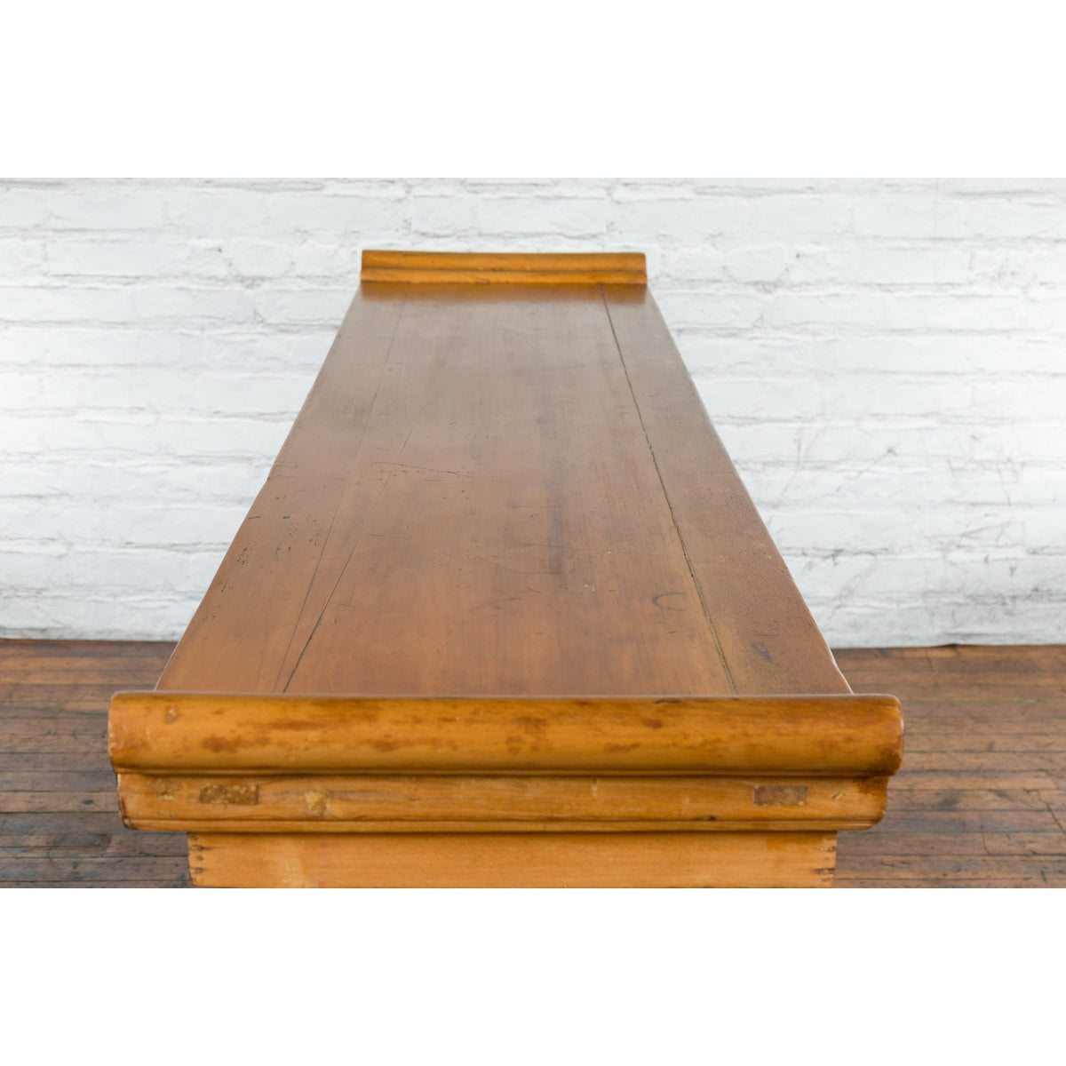 Qing Dynasty 19th Century Natural Wood Sideboard with Large Carved Spandrels-16. Asian &amp; Chinese Furniture, Art, Antiques, Vintage Home Décor for sale at FEA Home