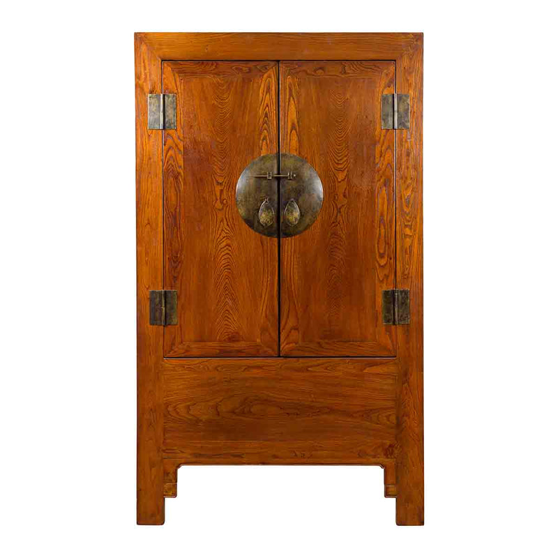 Chinese Qing Dynasty 19th Century Nicely Grained Cabinet with Medallion Lock- Asian Antiques, Vintage Home Decor & Chinese Furniture - FEA Home