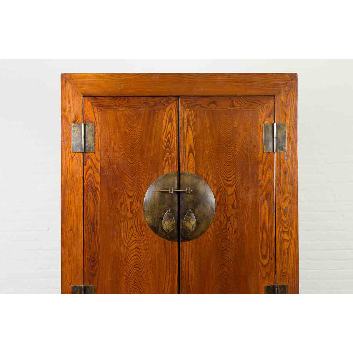 Chinese Qing Dynasty 19th Century Nicely Grained Cabinet with Medallion Lock-5. Asian &amp; Chinese Furniture, Art, Antiques, Vintage Home Décor for sale at FEA Home
