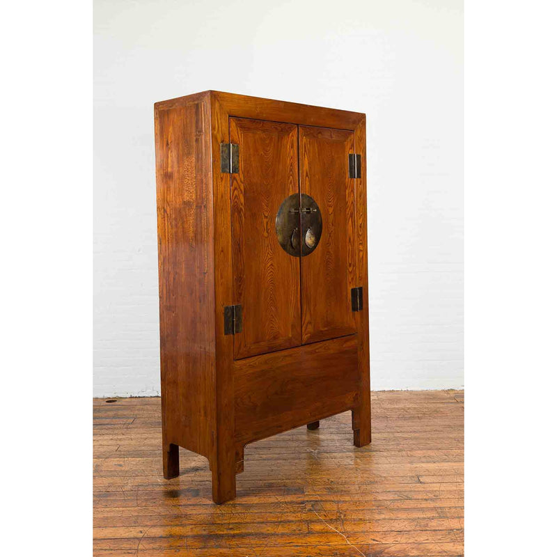 Chinese Qing Dynasty 19th Century Nicely Grained Cabinet with Medallion Lock