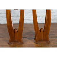 Large Pair of Javanese Art Deco Style Teak Wood Plant Stands with Brass Braces
