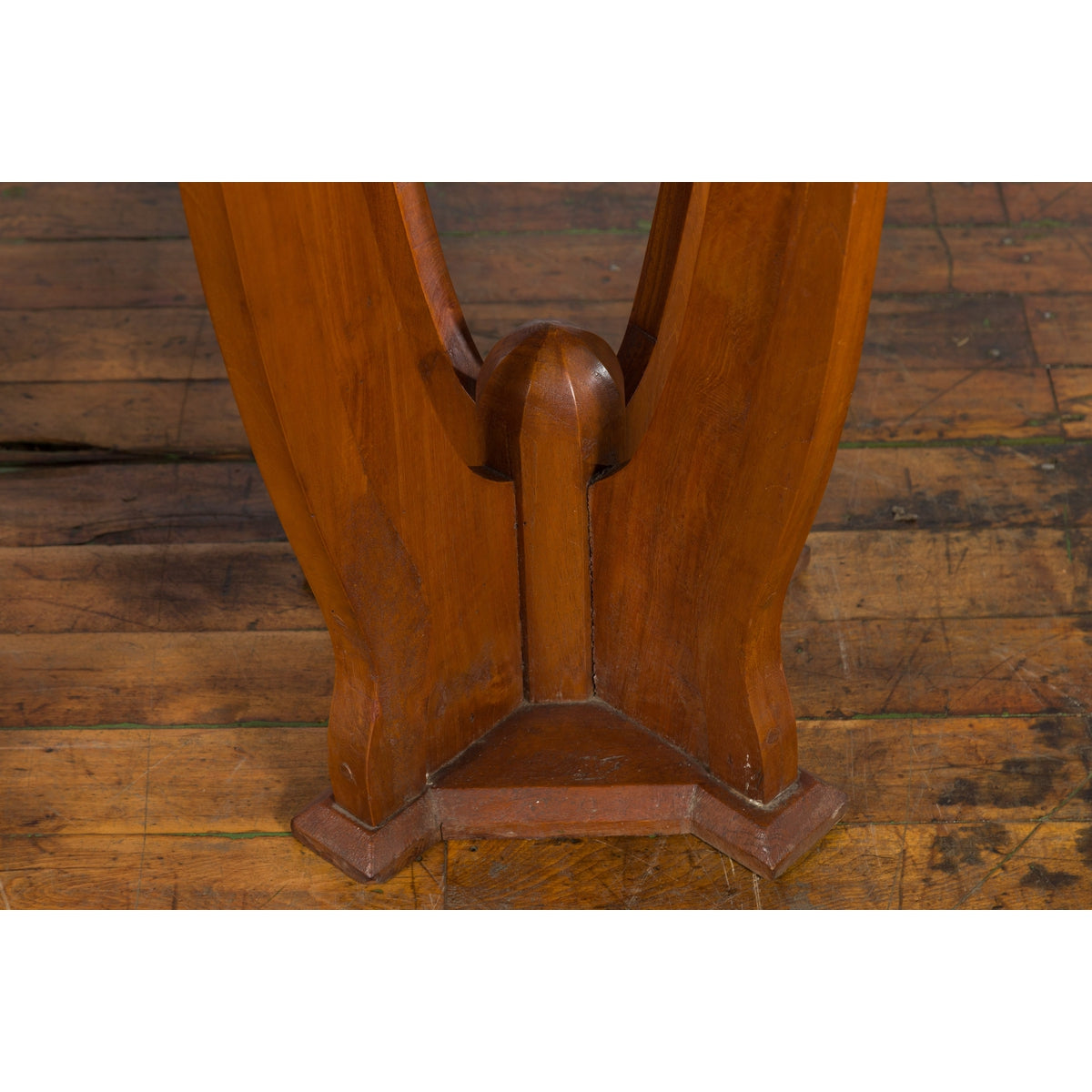 Large Pair of Javanese Art Deco Style Teak Wood Plant Stands with Brass Braces-9. Asian &amp; Chinese Furniture, Art, Antiques, Vintage Home Décor for sale at FEA Home