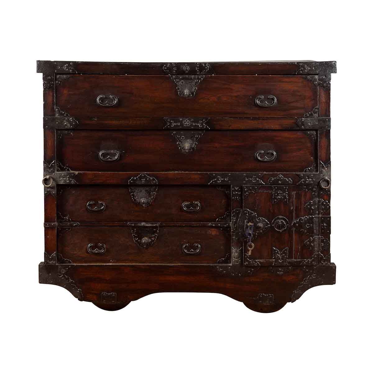 Japanese 19th Century Merchant's Chest with Drawers and Door, Mounted on Wheels-1. Asian & Chinese Furniture, Art, Antiques, Vintage Home Décor for sale at FEA Home