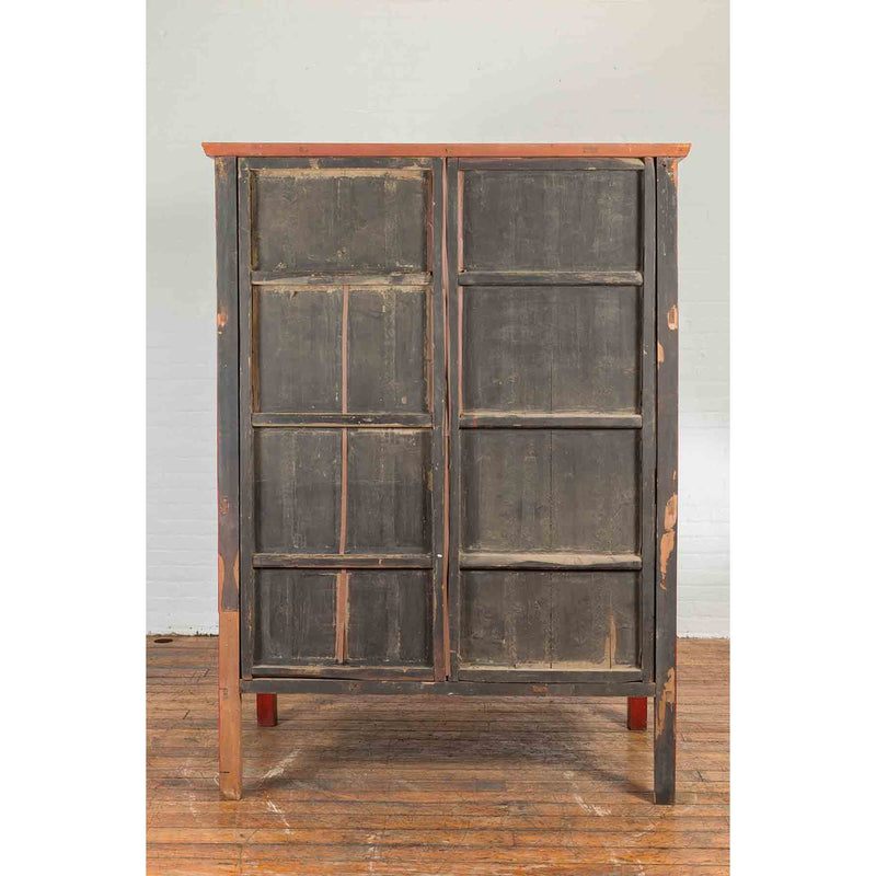 Chinese Qing Dynasty Ningbo Red Lacquered Cabinet with Butterfly Hardware-12. Asian & Chinese Furniture, Art, Antiques, Vintage Home Décor for sale at FEA Home